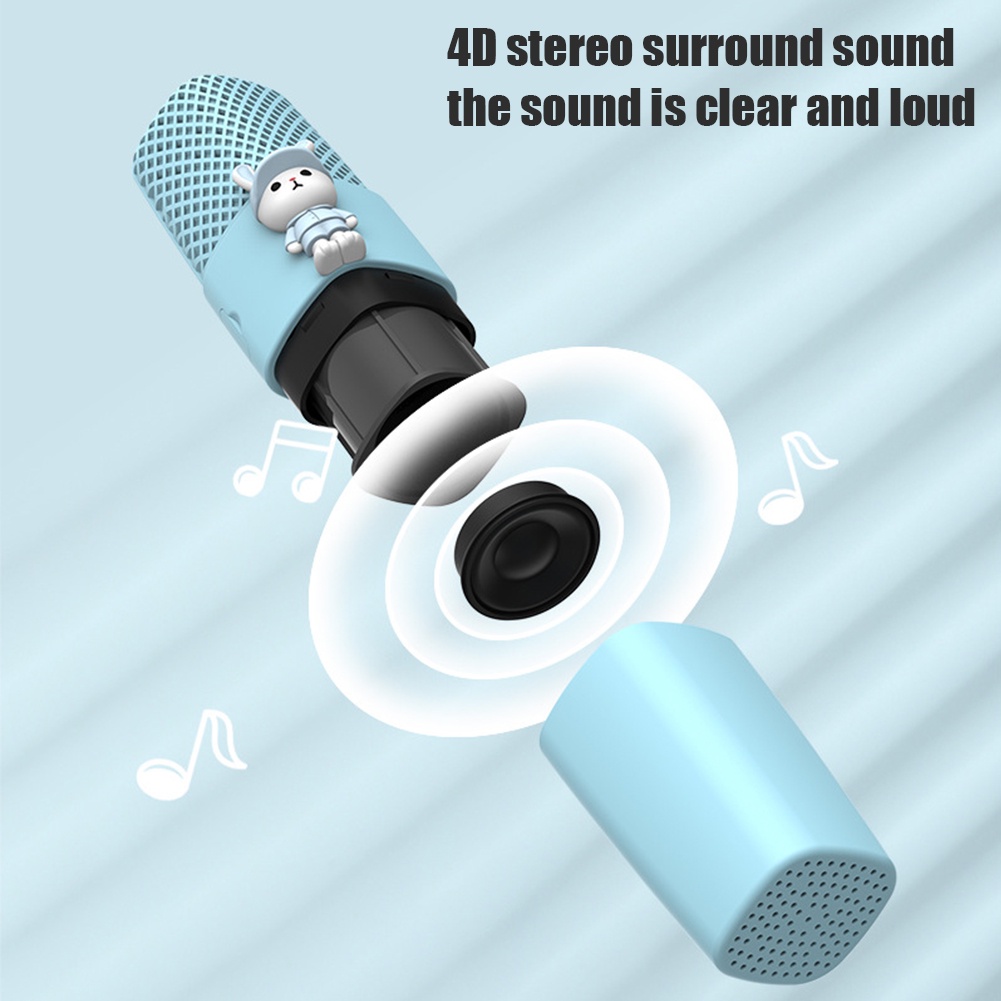 Bluetooth-compatible Wireless Microphone Rechargeable Home KTV Portable For Kids