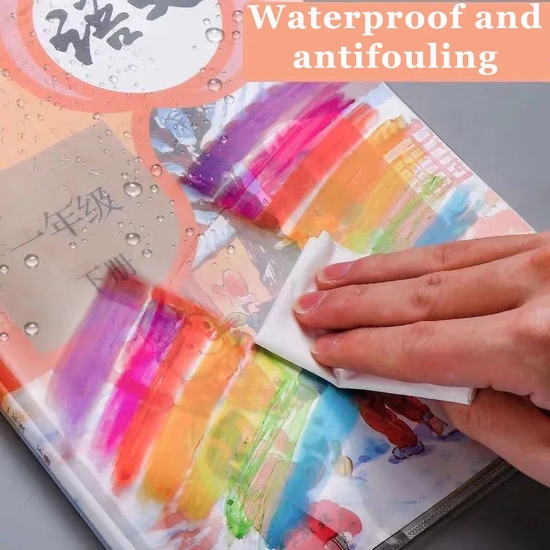 10lembar Buku Notebook Transparan Cover Pelindung/Reusable Self-adhesive Waterproof Textbook Case/Film Pembungkus Buku Siswa