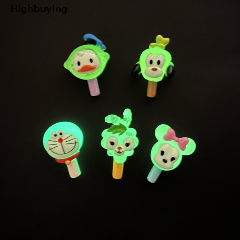 Hbid 5pcs Resin Bercahaya Kartun Mini Mainan Miniatur Diy Accessorie Craft Untuk Perhiasan Pesona Liontin Pasokan Glow In The Dark Art Dekorasi Glory