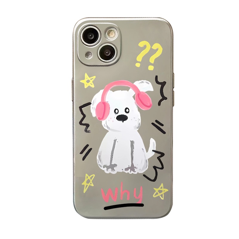 IPHONE Casing Ponsel Electroplate Lembut Anjing Lucu Kompatibel Untuk Casing Iphone11 14 13 12 Pro XS Max XR X8 7 6S Plus Mini TPU Silikon Shockproof Cover