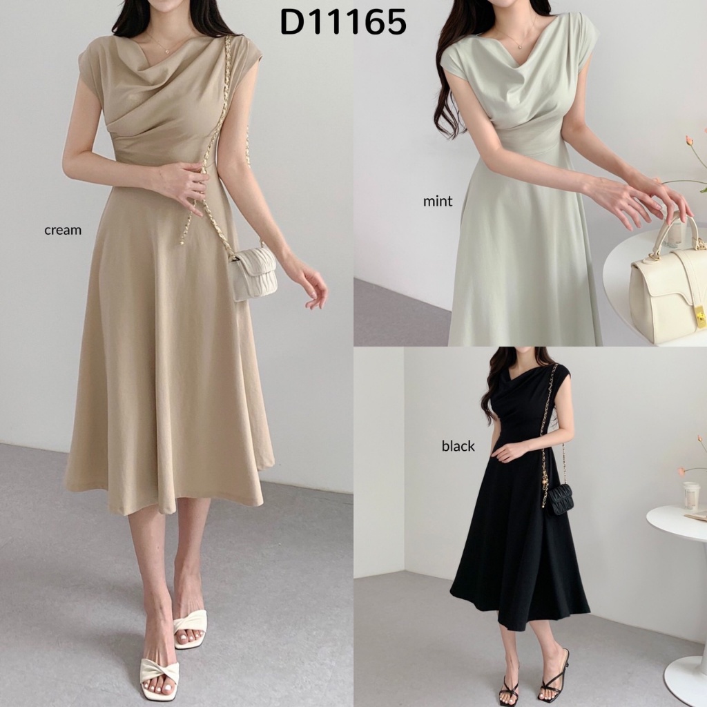 Best Seller [FG] Drape Semi Sleeves Skater Dress D11165