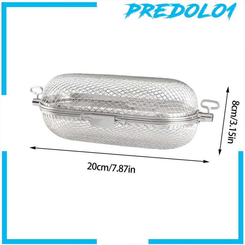 [Predolo1] Alat Barbekyu Wire Mesh BBQ Rolling Grill Basket Untuk Grill Outdoor Sayur