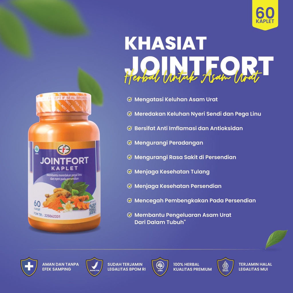 JOINTFORT Kaplet Obat Asam Urat Herbal Saraf Kejepit Pegal Linu Dan Nyeri Sendi Ampuh ORIGINAL