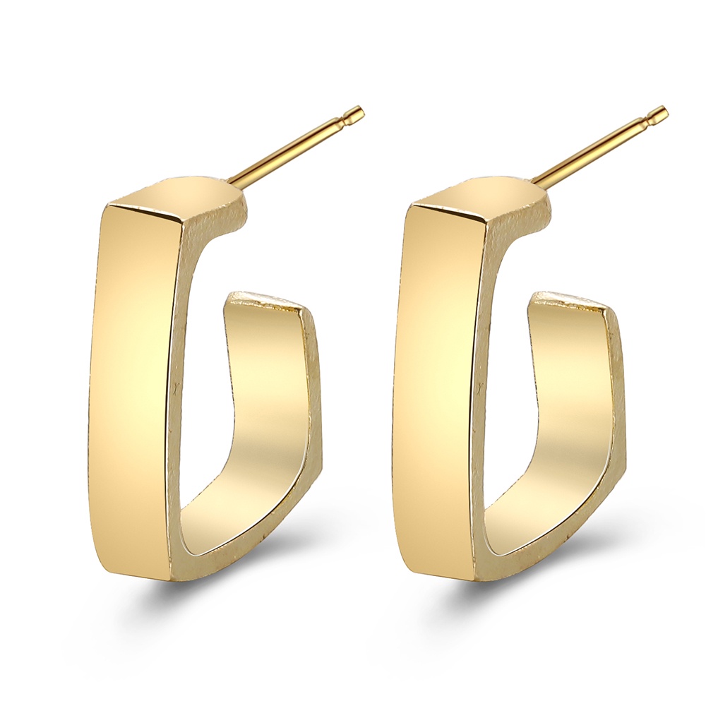 Ay (CN) Anting Hoop Emas Simple Square Geometric Hollow Earrings Untuk Aksesoris Perhiasan Wanita