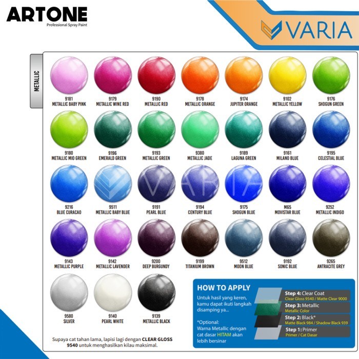 Artone Spray Paint 200 cc Metallic Yellow 9102 Kuning Cat Semprot