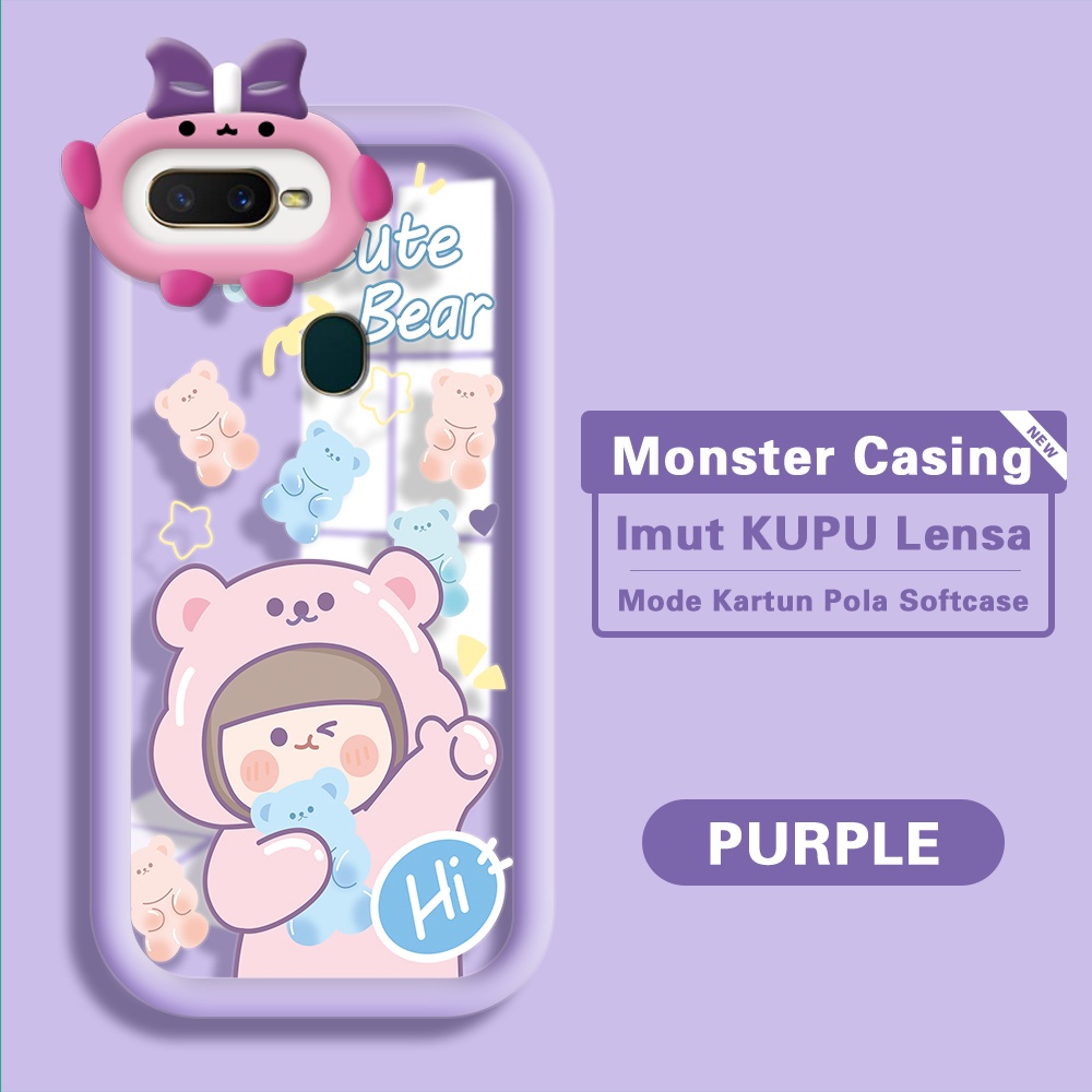 Casing Hp Untuk Case OPPO A12 A7 A5S A12S Cartoon Cute Girl Softcase Monster Soft Phone Cover Monste
