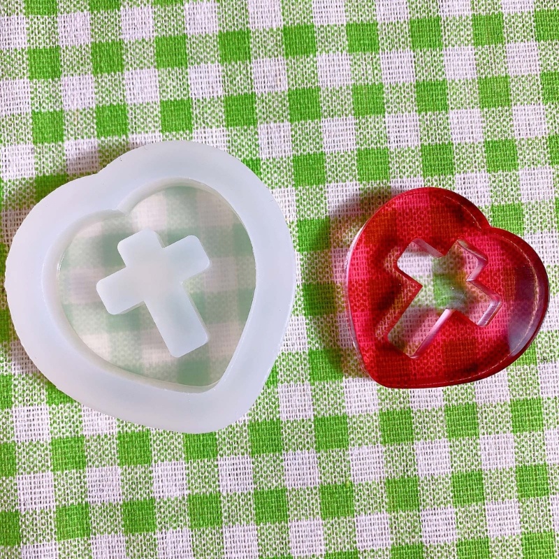 Sa Cetakan Liontin Bentuk Hati DIY Gantungan Kunci Cetakan Clay Moulds Alat Membuat Perhiasan Bahan Silikon Untuk Membuat Tangan Pend