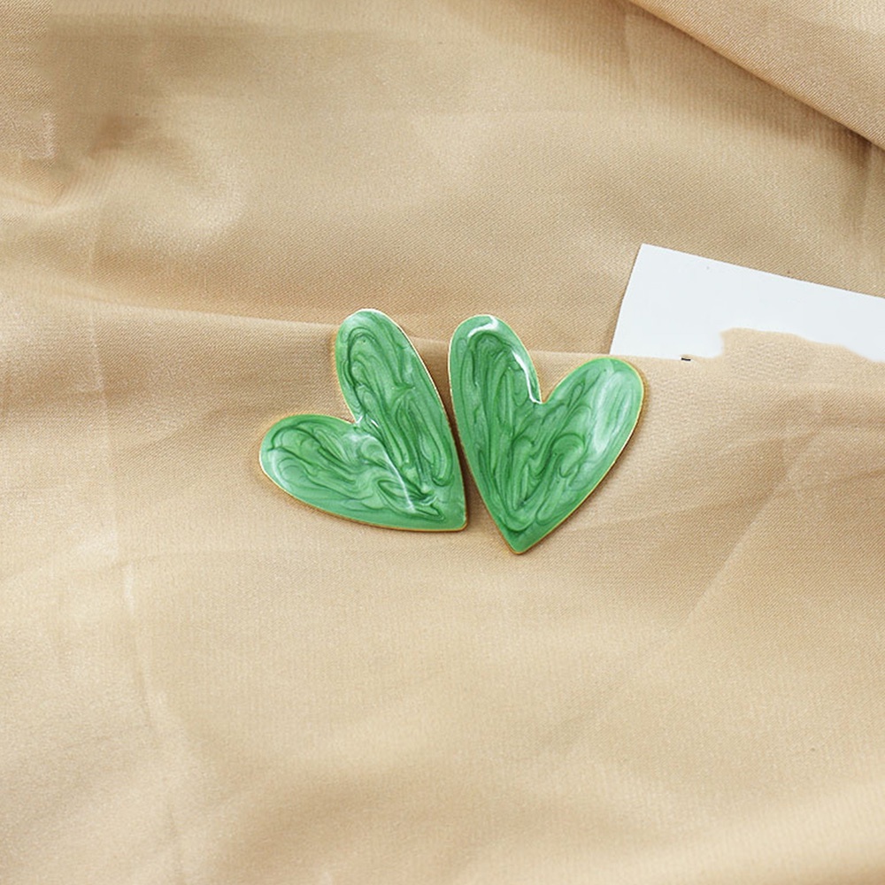 Anting Klip On Telinga Hati Geometris Besar Untuk Wanita Tanpa Tindik Hijau Putih Enamel Perhiasan Hadiah Pesta