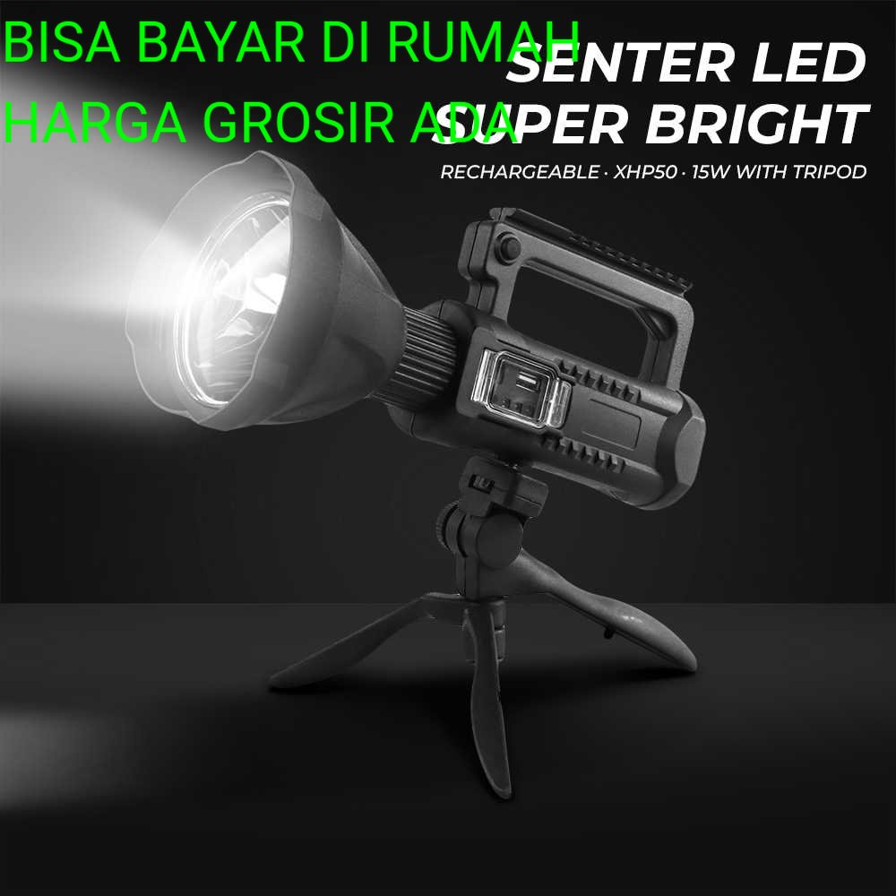 GZLIDY Senter LED Super Bright Rechargeable XHP50 15W with Tripod - W590