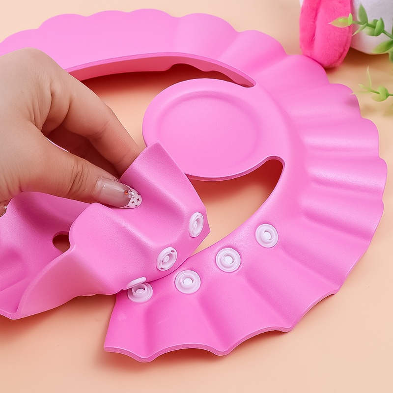 1pc Baby Shower Aman Lembut Mandi Topi Keramas Cuci Rambut Berwarna Adjustable Elastis Pelindung Telinga Shower Cap Aksesoris Mandi Anak