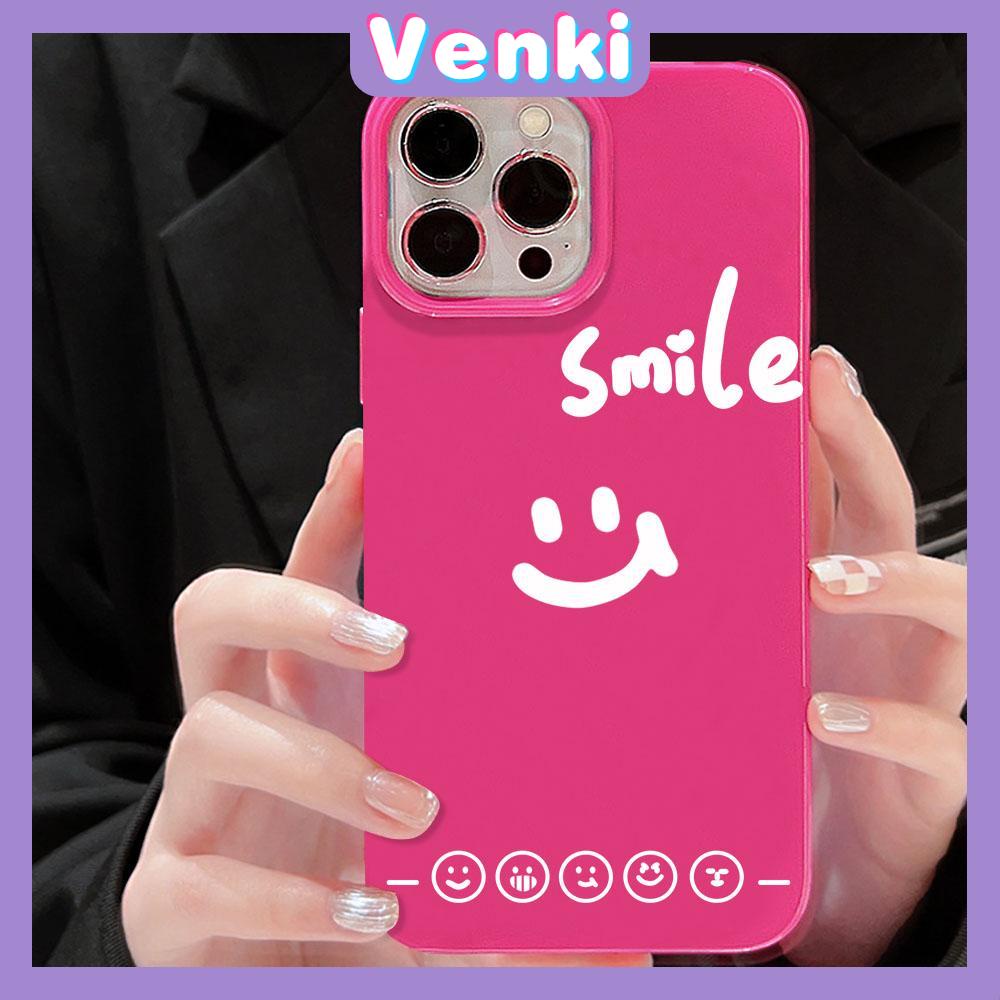 VENKI - For iPhone 11 iPhone Case Red Glossy TPU Soft Case Shockproof Protection Camera Smiley English Simple Compatible with iPhone 14 13 Pro max 12 Pro Max xr xs max 7Plus 8Plus