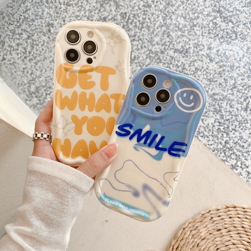 IPHONE Untuk Iphone14 13 12 11 Pro MAX X XR XS Max7 8 Plus Anti-drop Wave Border Inggris Pelindung Case