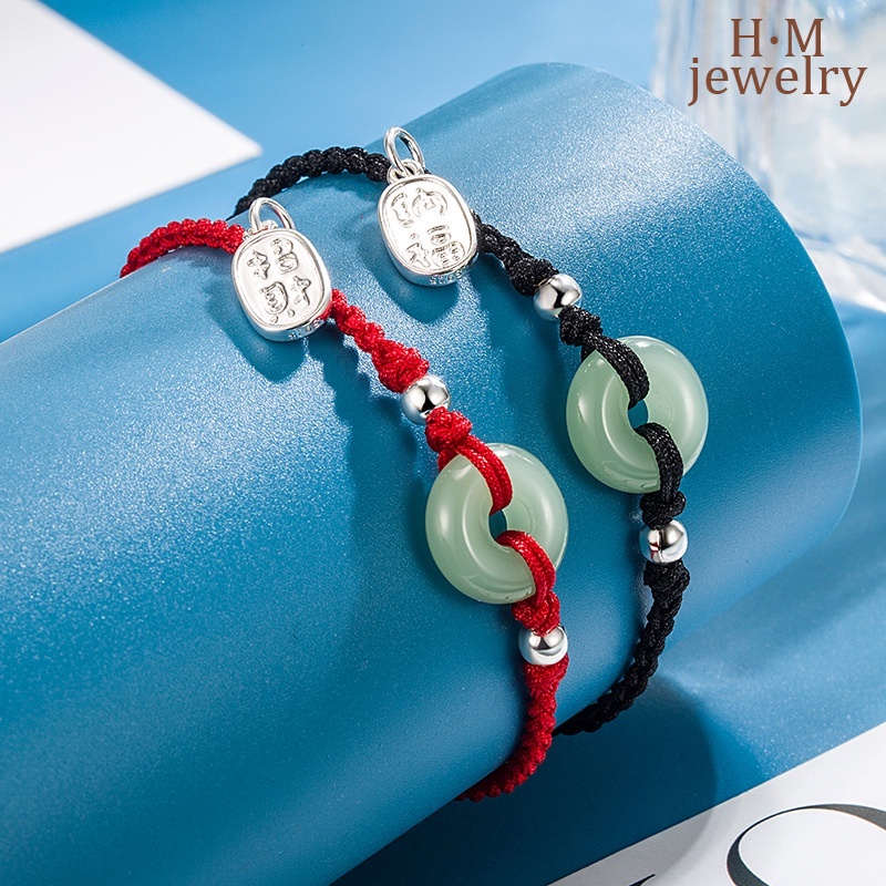 Gelang Gesper Pengaman Giok Hetian Keberuntungan Keberuntungan Ornamen Tali Merah2023Baru