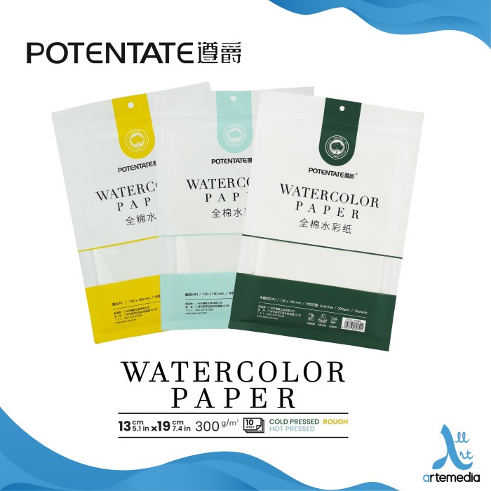 

Kertas Cat Air Potentate Cotton 13x19cm Watercolor Paper Sheet Set - COLD PRESSED