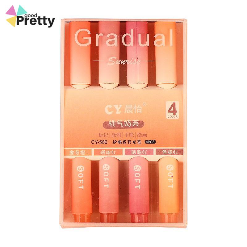 Morandi Eye Care Gradient Highlighter Student Highlight Marker Penanda Kepala Lembut Berkapasitas Besar - PD