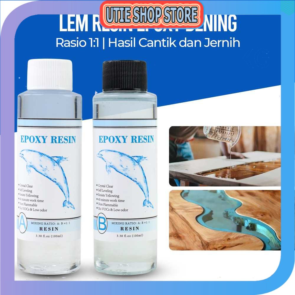 

UTIE STORE - QIAO Lem Resin Epoxy Bening Rasio 1:1 AB Crystal DIY Handmade Jewelry - ER-001