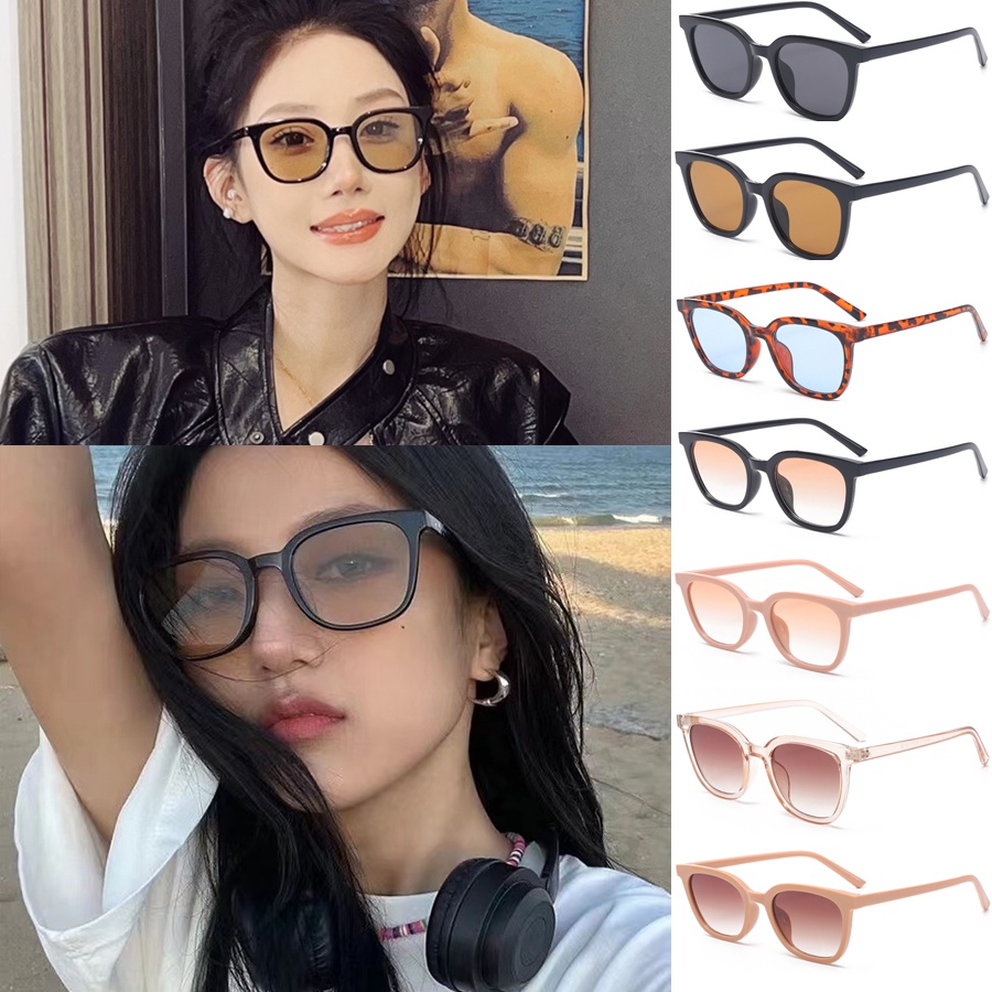 [Gratis Ongkir] Retro Square Frame Kacamata Hitam Wanita Pantai Sun Shade Original Murah Hitam Eyeglasses UV400