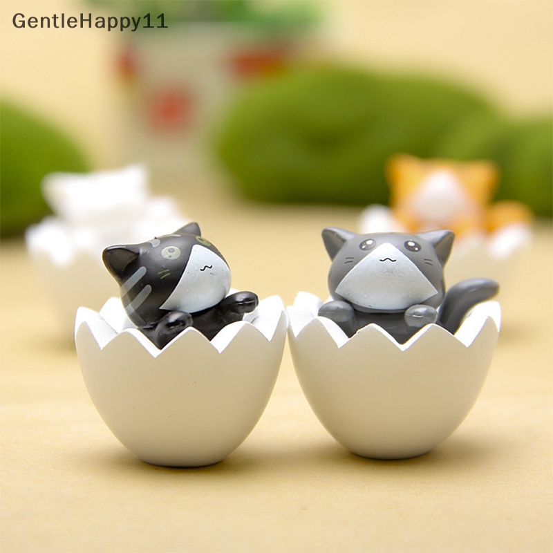 Gentlehappy 4PCS/lot Kartun Telur Kucing Malang Kotak Model Kitten Patung Kecil DIY Kucing Miniatur id
