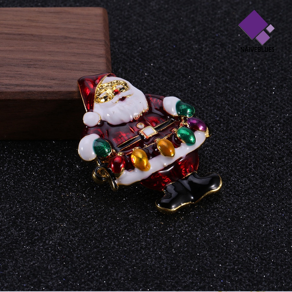 &lt; Naiveblues &gt; Bros Natal Multicolor Meriah Gambar Kartun Shiny Hias Enamel Claus Breastpin Hadiah Fashion