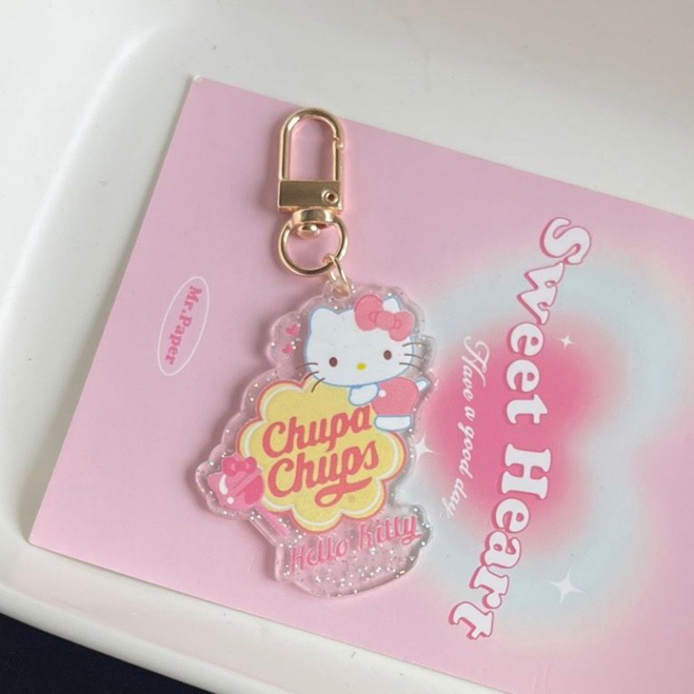 Sanrio Kawaii Gantungan Kunci Akrilik Shiny Kartun Cinnamoroll Kitty Kucing Tas Liontin Kecantikan Tinggi Gantungan Kunci Mobil Hadiah Teman