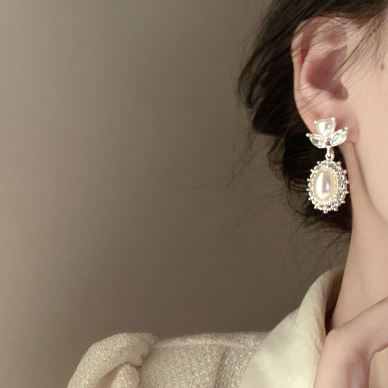Anting Mutiara Berlian Prancis Perempuan Anting retro Dan Indah