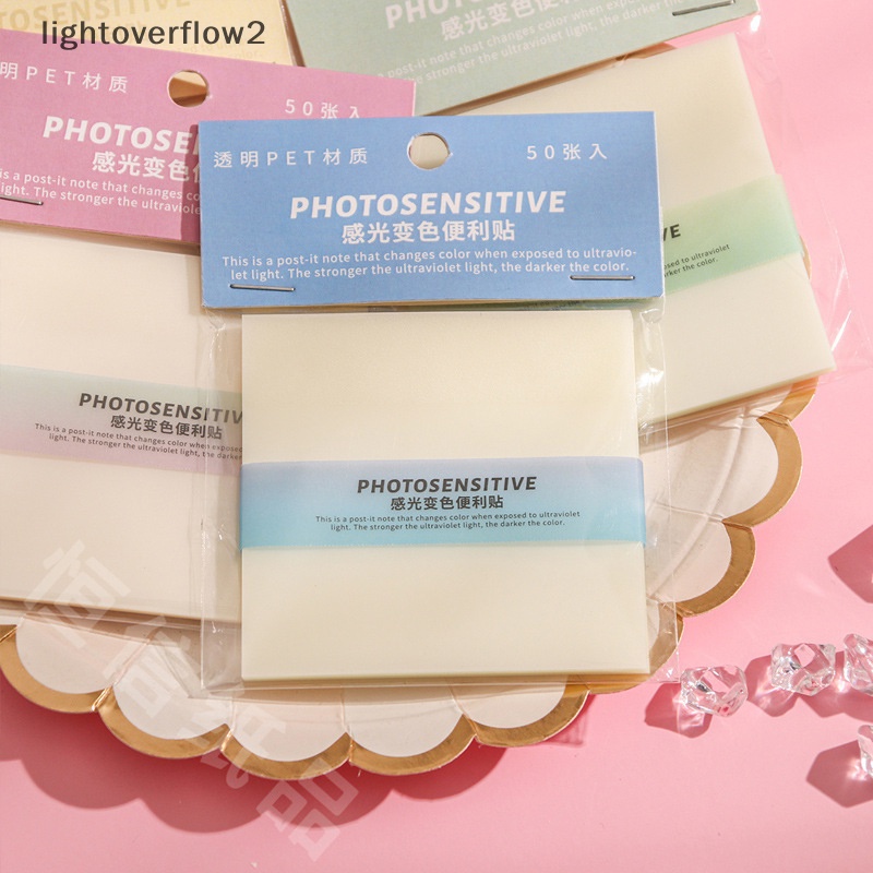 [lightoverflow2] 50lembar Fotosensitif Memo Pad Warna Sticky Notes Transparan Anti Air Sticky Notes Untuk Siswa Sekolah Alat Tulis Kantor [ID]