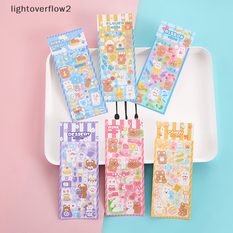 [lightoverflow2] 6lembar Kawaii Cute Shiny Photo Stiker Hias Kartun Dekorasi Jurnal Korea Tangan Akun Alat Tulis Pola Kecil [ID]