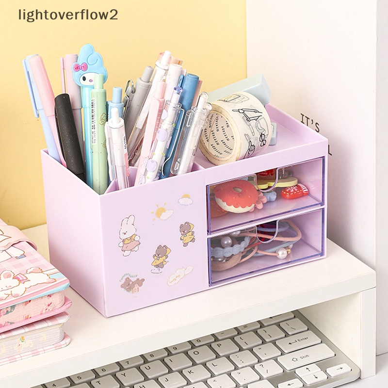 [lightoverflow2] Desktop Drawer Storage Box Novel Kapasitas Besar Desktop Aksesoris al Organizer Box Serba Serbi Kotak Penyimpanan Kosmetik [ID]