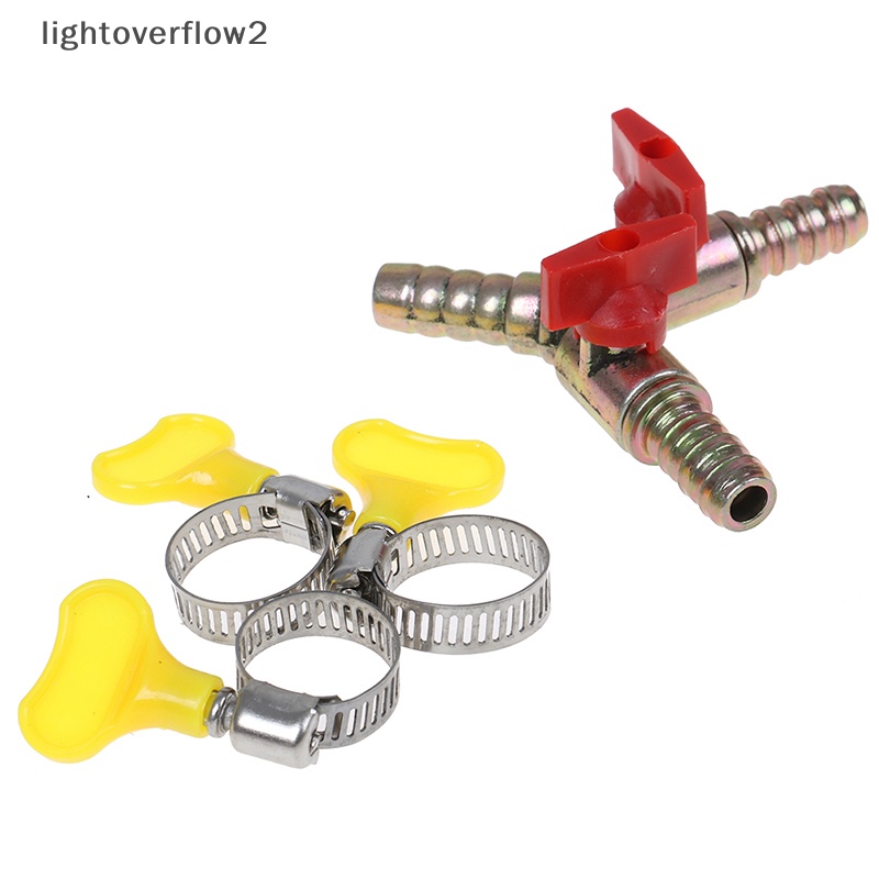 [lightoverflow2] Ball Valve Shut Off Y Tipe 3arah Dengan Klem Fitg Selang Barb Fuel Gas 8MM [ID]