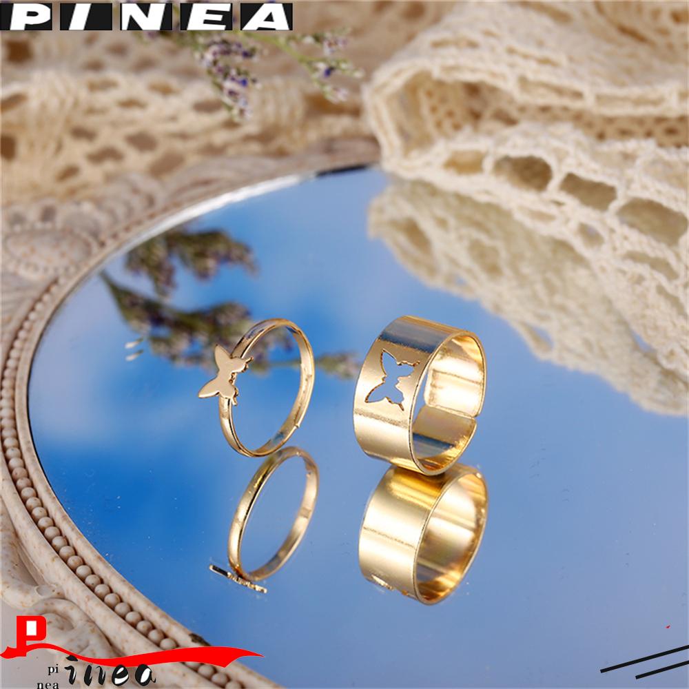 Nanas 2 Pcs Kupu-Kupu Cincin 2 Pcs Gadis Wanita Fashion Perhiasan Pernikahan Romantis Pasangan Ring