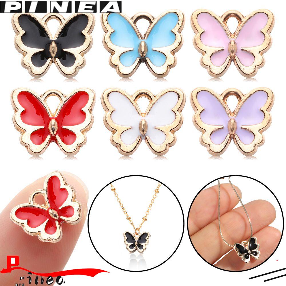 Nanas 10 Pcs Butterfly Charms Handmade Gelang Membuat DIY Aksesoris Alloy Enamel