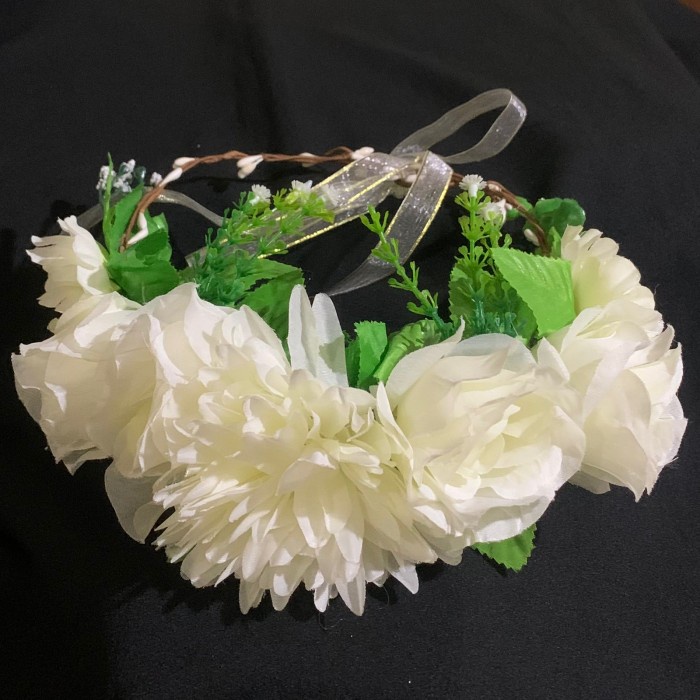flower crown premium / mahkota bunga - Putih
