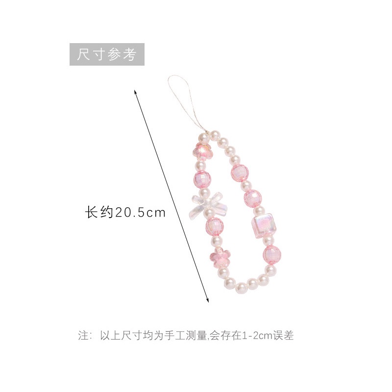 Women Pink Cute Phone Strap Transparan Multifaced Rantai Dengan Manik-Manik Mutiara Untuk Semua Casing Ponsel Untuk Airpods1 2 3 PRO 4 6 pro4 pro6 wm01 wm02 lp40 Cover