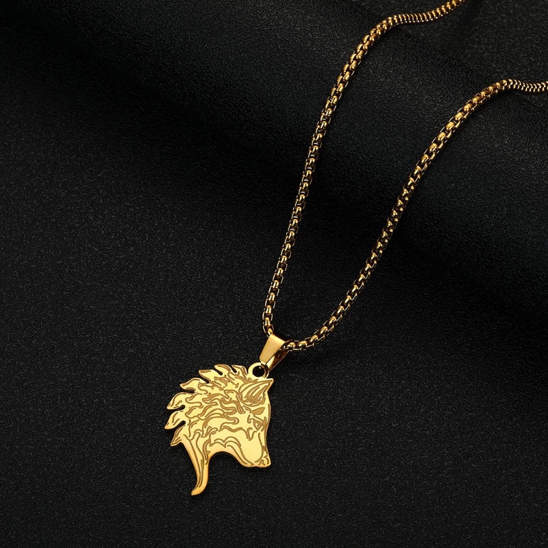 Zh Perhiasan Hip Hop Stainless Steel Serigala Kepala Liontin Pria Kalung Punk Perhiasan Aksesoris