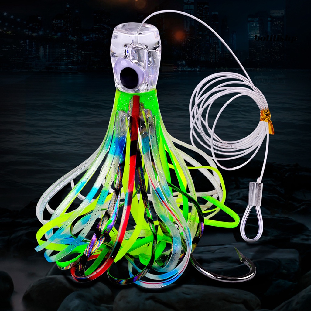 Bo-23cm/96g Umpan Pancing Simulasi Warna Terang Kait Tajam Mata Hidup Multi-Warna Perahu Laut Troli Gurita Lembut Cumi Rok Umpan Perlengkapan Memancing