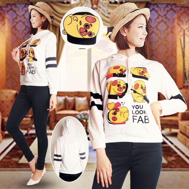 bisa byr ditempat/ BL.sweter hoodie panda / putih