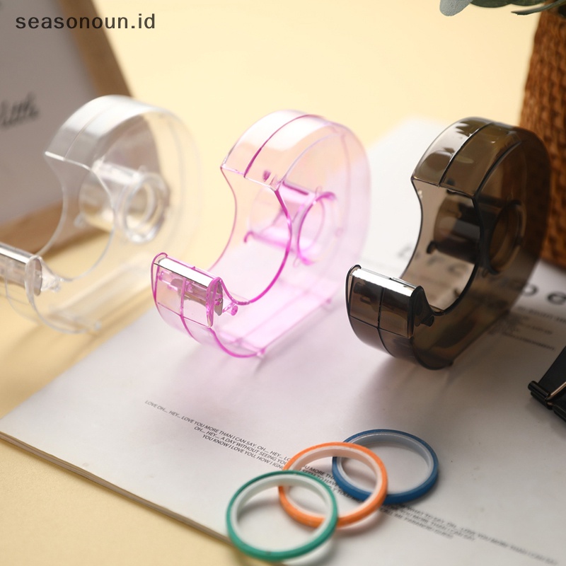 Seasonoun Random Color Tape Dispenser Cutg Dispenser Selotip Siswa Alat Tulis Akrilik.