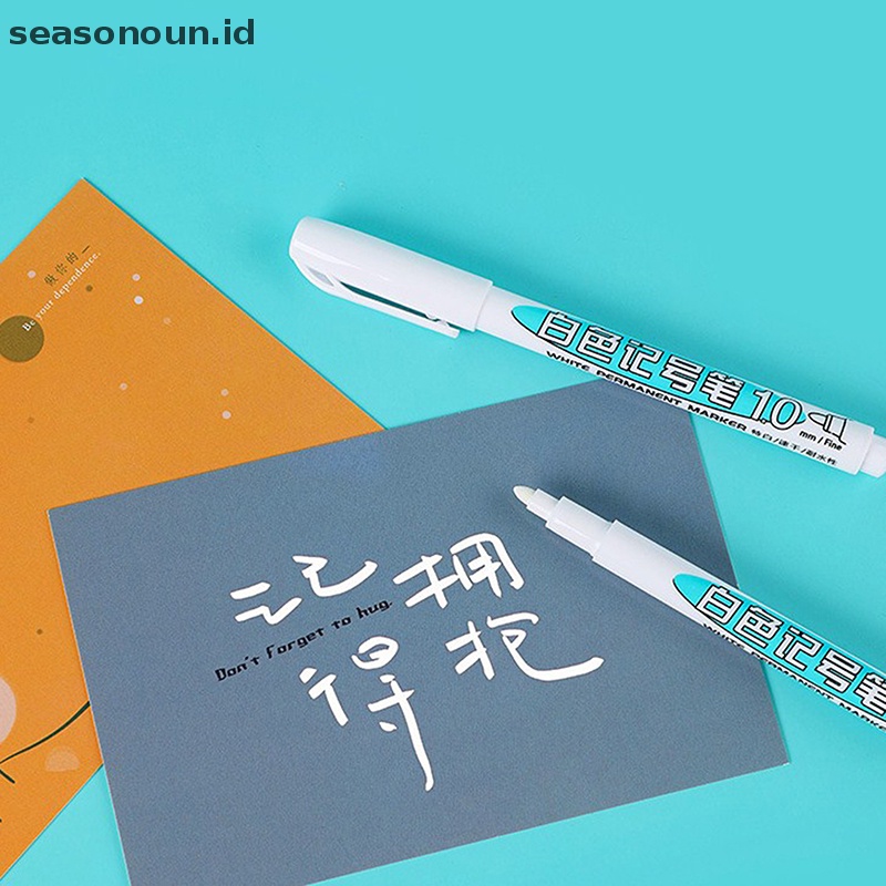 Seasonoun White Marker Pen Pena Graffiti Tahan Air Permanen Gel Pensil Ban Pager.