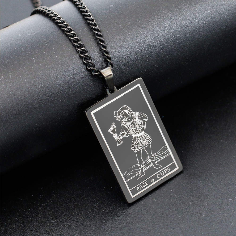 [X C Kalung] Emas &amp; Perak Baru Hip-hop Punk Retro Waite Holy Grail Tarot ​​​Kalung titanium Steel Liontin Anti Karat Untuk Hadiah Liburan Pria Dan Wanita Jewe