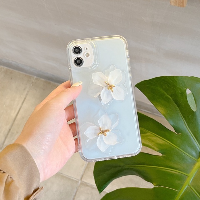 【Crystal resin】3D Transparent Clear Flowers Pretty Soft Case IPhone 7 8 Plus XR XS Max 11 12 13 14 Pro Max 14 Plus for Women Girl Gift