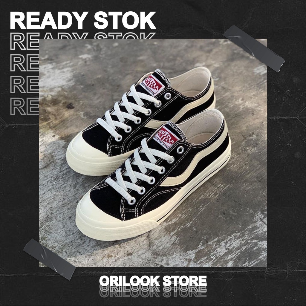 SEPATU VENTELA PUBLIC LOW BLACK NATURAL, GREY ( Abu ) & CREAM- Sepatu Sneakers Canvas Pria/Wanita Ve