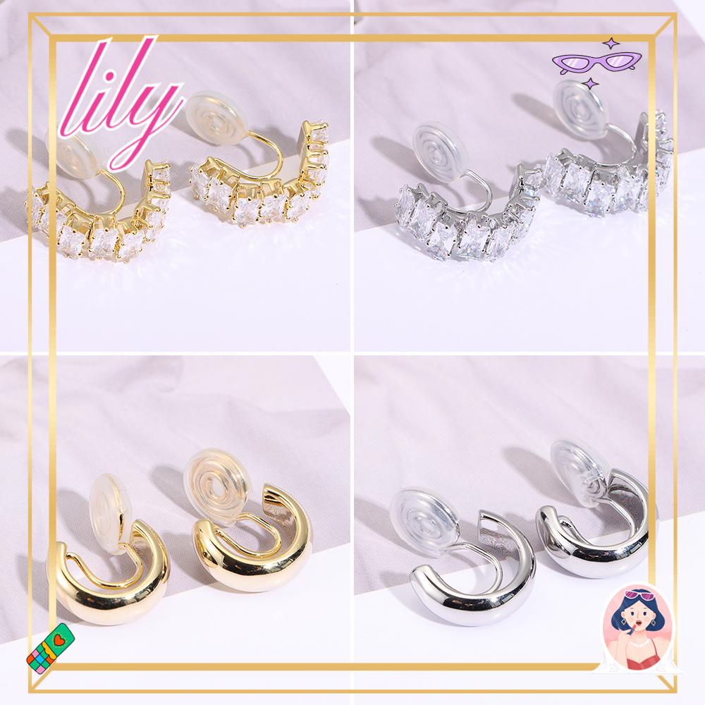 Lily Chunky Hoop Ear Clip Hot Perhiasan Hadiah Baru Trendi Cubic Zirconia Telinga Manset