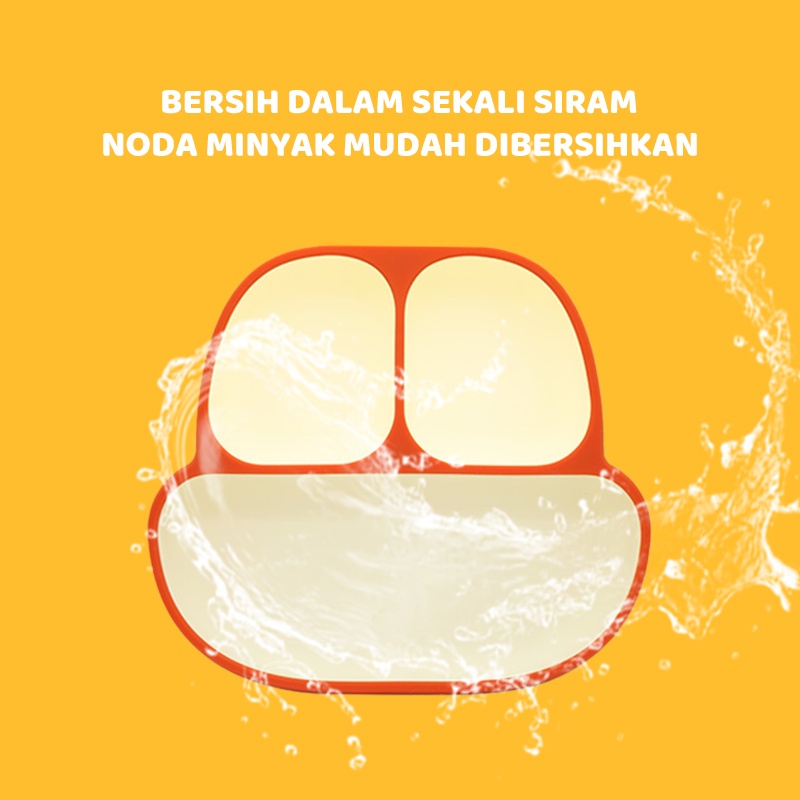 olla  Piring suplemen makanan silikon anak-anak dibagi menjadi peralatan makan bayi dua warna