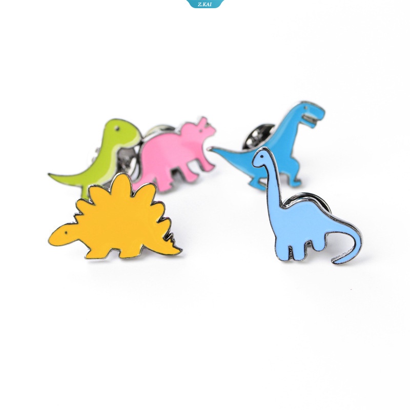 5warna Pin Enamel Dinosaurus Kartoon Indah Stegosaurus Diplodocus Jurassic AnimaL Bros Kerah Pin Baju Lencana [ZK]