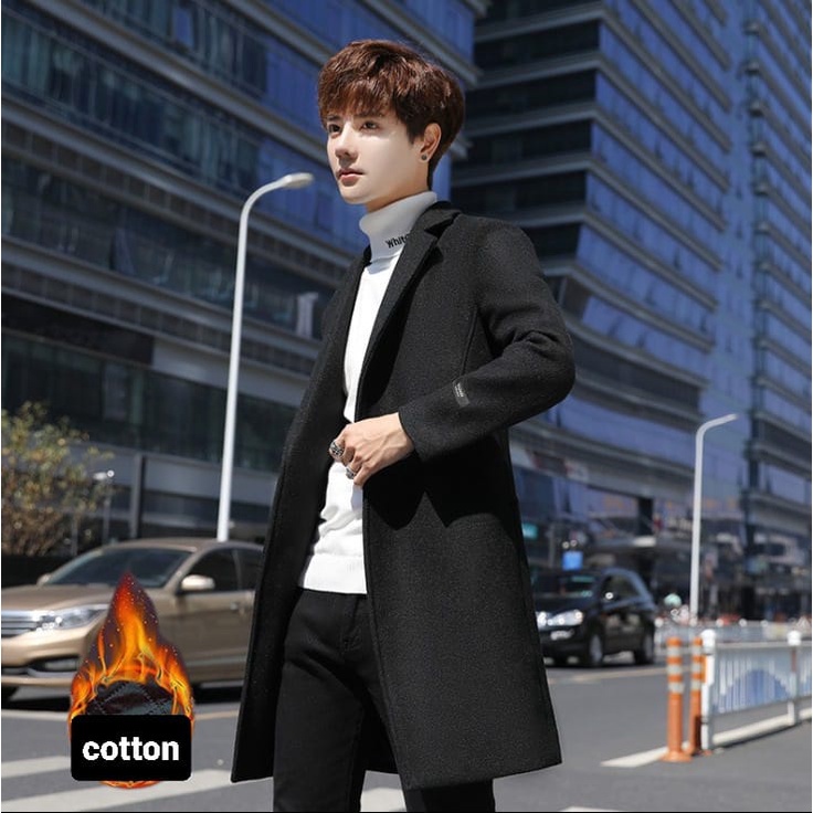 IMPORT HANS MAN AUTUMN SPRING WINTER WOOLEN COAT JAKET PANJANG PRIA MUSIM GUGUR SEMI MUSIM DINGIN LAPIS COTTON