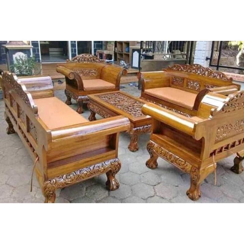 kursi tamu madura kuku macan kayu jati / kursi tamu ukir jepara