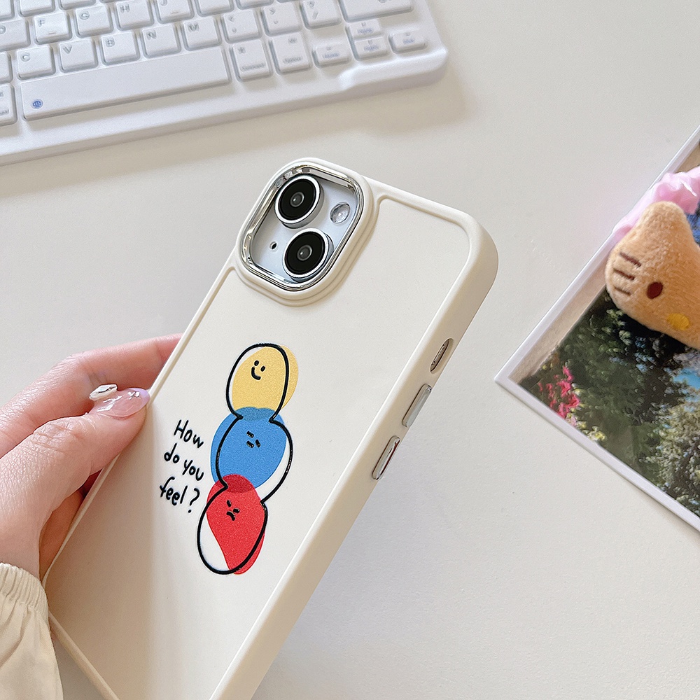 Kartun Colorful Emoji Face IPhone Case Kompatibel Untuk Iphone11 14 Pro Max Casing Ip13 Pro Max Iphone12 Case Lembut TPU Belakang Sarung Hp