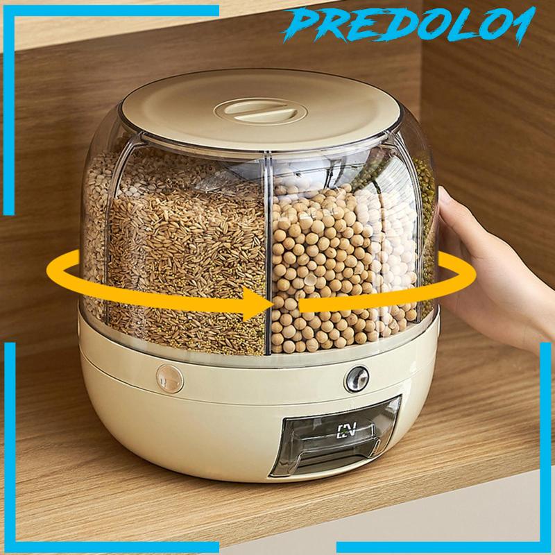 [Predolo1] Wadah Penyimpanan Bucket Bijian 6grid Sealed Dog Untuk Millet Barley Semua Kacang