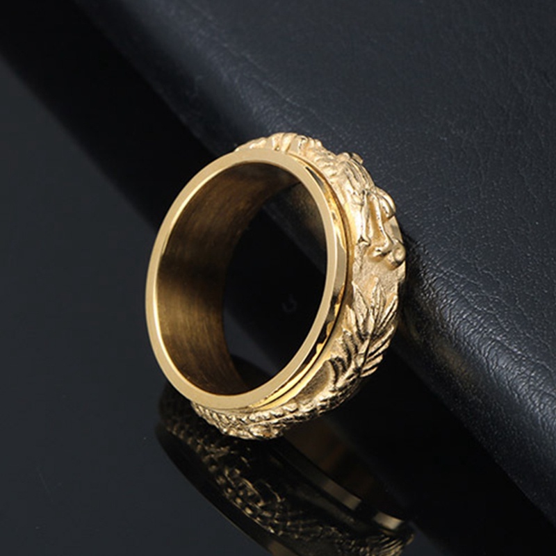 Cincin Jari Pria Naga Cina Tidak Luntur Berlapis Emas Titanium Steel Rotatable Rings Untuk Pria Aksesoris Perhiasan Pesta