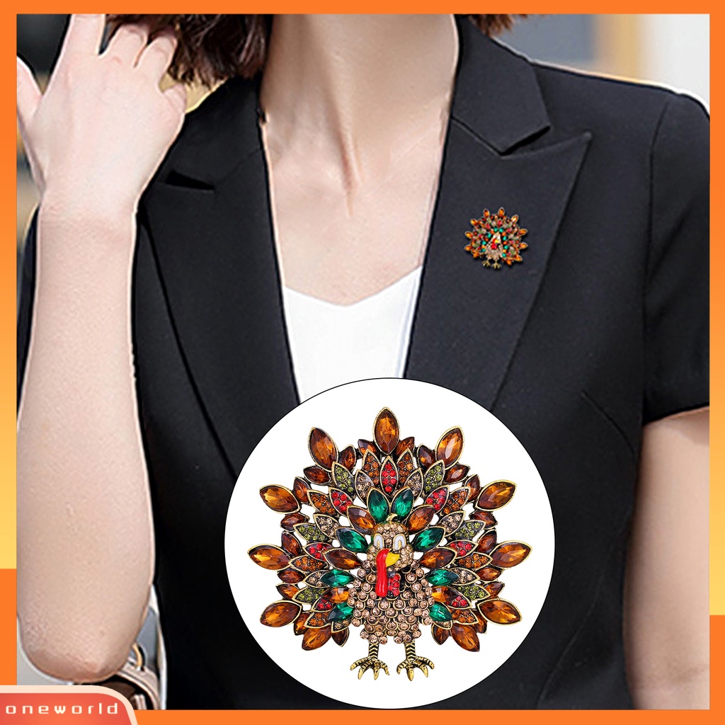 [ONE] Bros Pakaian Portable Serbaguna Stylish Peacock Rhinestone Animal Brooch Untuk Wanita